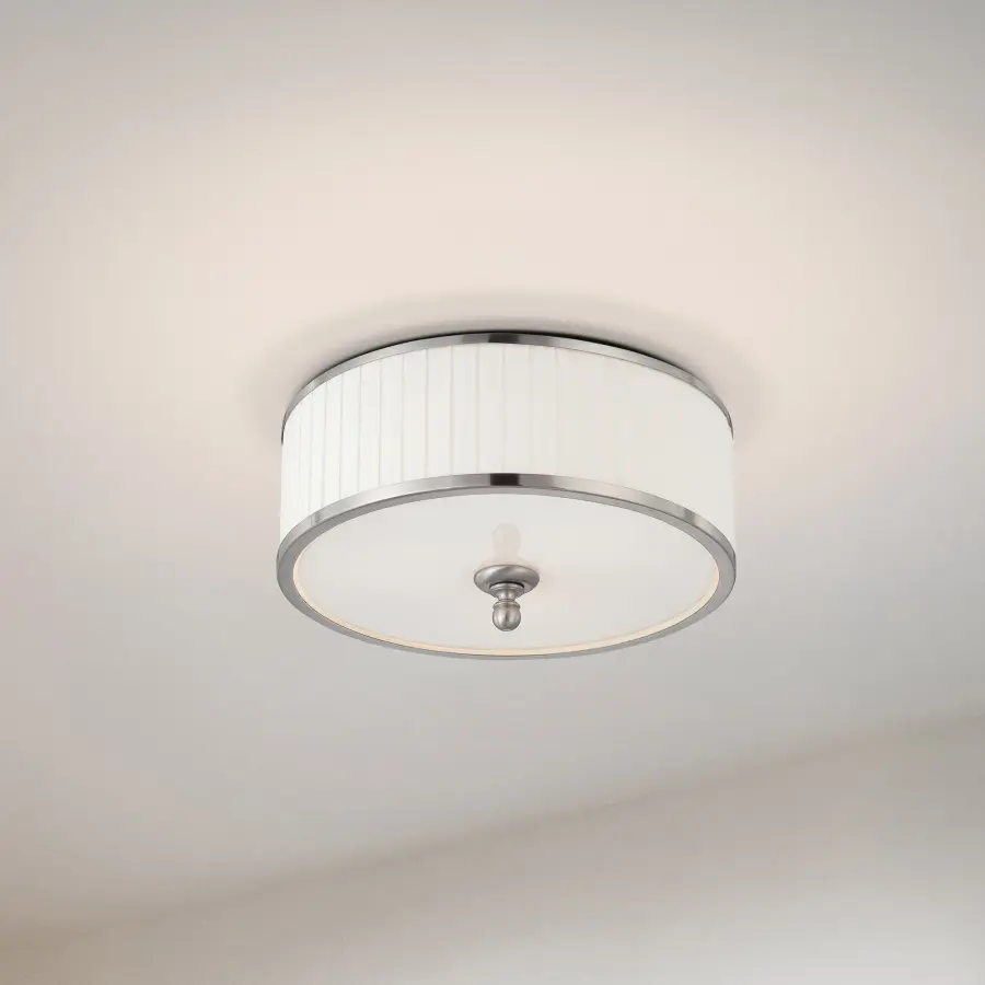 Candice 3-Light Flush Mount Dome Fixture with Pleated White Shade - Image 4