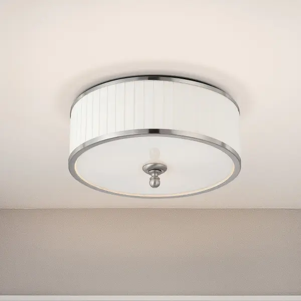 Candice 3-Light Flush Mount Dome Fixture with Pleated White Shade - Image 6