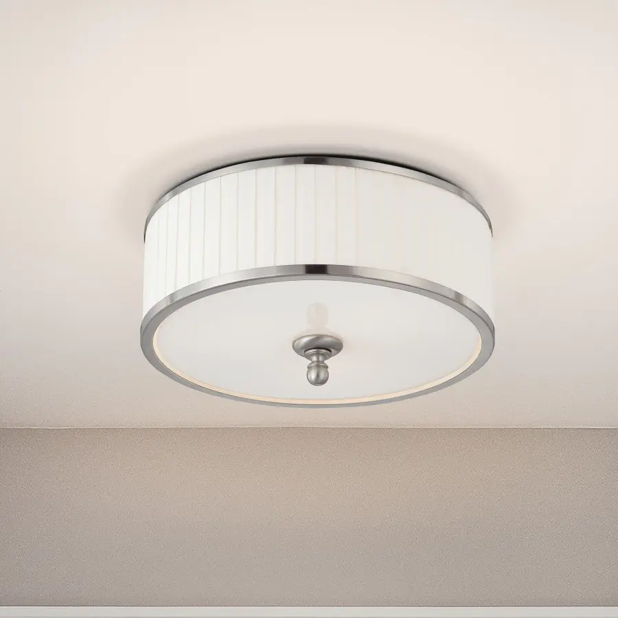 Candice 3-Light Flush Mount Dome Fixture with Pleated White Shade - Image 6
