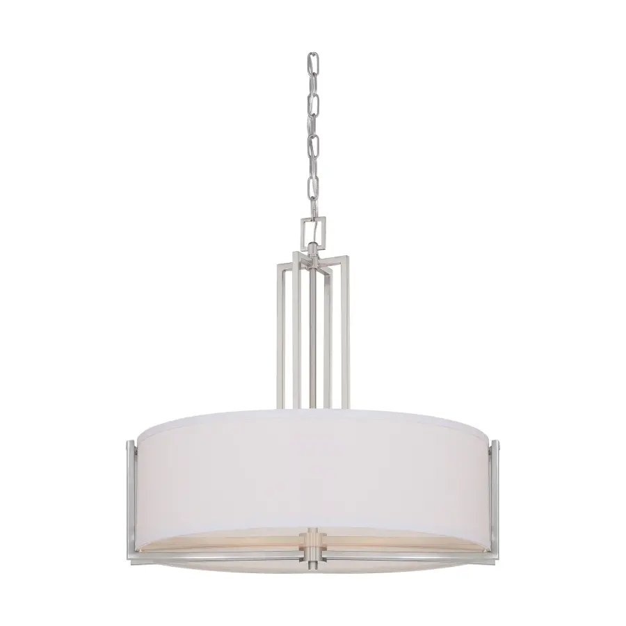 Sleek Contemporary Pendant with Sophisticated Fabric Shade - Image 1