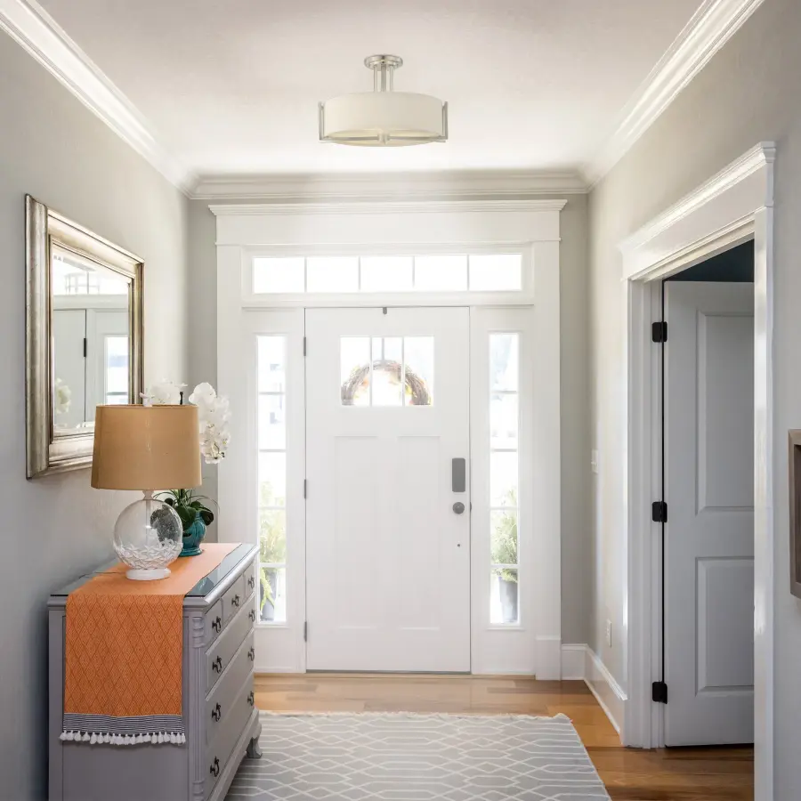 Gemini 3-Light Semi-Flush Mount with Slate Gray Fabric Shade - Image 3