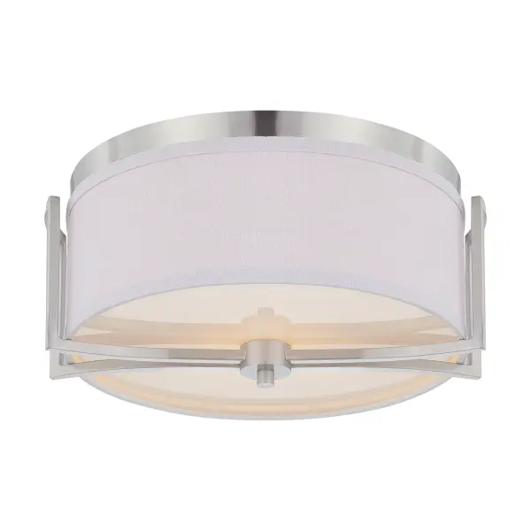 Gemini 2-Light Flush Mount Dome Fixture with Slate Gray Fabric Shade - Image 1
