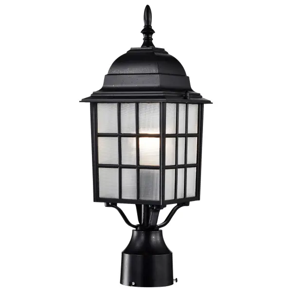The Adams post lantern combines timeless traditional design with practical frosted glass that softens harsh glare. At 17 inches tall, it provides welcoming outdoor lighting for entryways, pathways, and patios. - alternate view