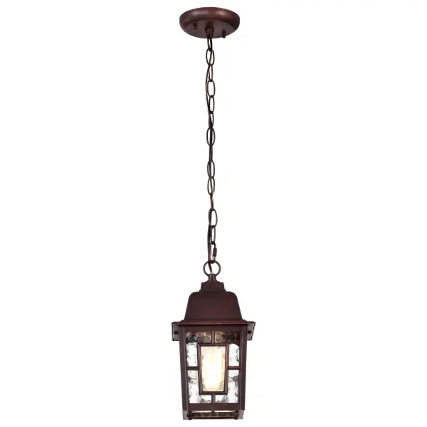 The Banyan outdoor pendant combines architectural geometry with handsome rustic bronze finish and textured water glass. At 11 inches, it's perfectly sized for entryways, porches, and patios, offering timeless transitional style. - alternate view