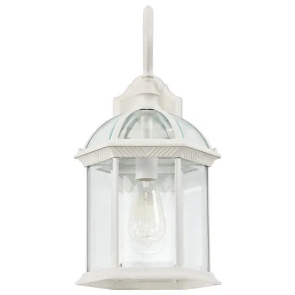 The Boxwood collection delivers understated elegance with its open design and clear beveled glass. At 19 inches, this outdoor wall sconce provides graceful illumination perfect for welcoming guests with a refined first impression. - alternate view