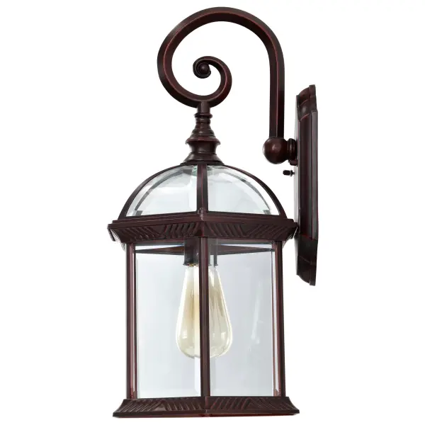 The Boxwood collection delivers understated elegance with its open design and clear beveled glass. At 19 inches, this outdoor wall sconce provides substantial presence while maintaining graceful proportions, perfect for creating a welcoming first impression. - alternate view