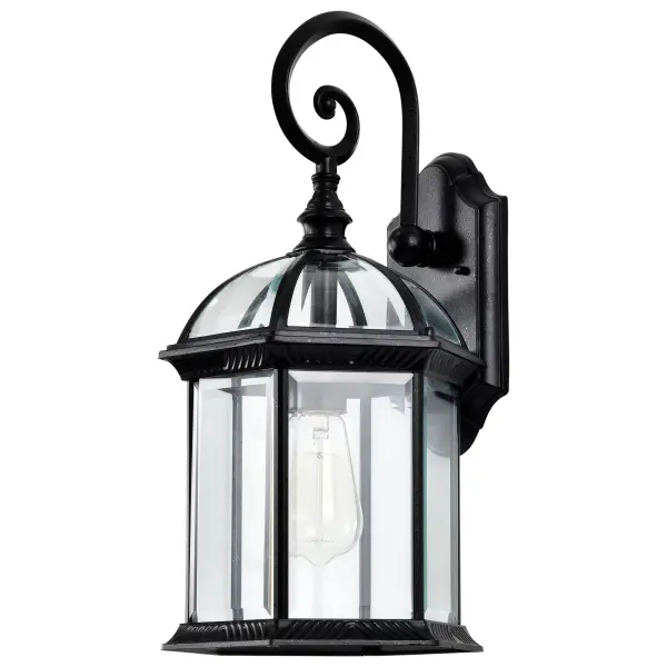 The Boxwood collection delivers understated elegance with its open design and clear beveled glass. At 19 inches tall, this outdoor wall sconce creates a graceful first impression while providing reliable illumination. - alternate view