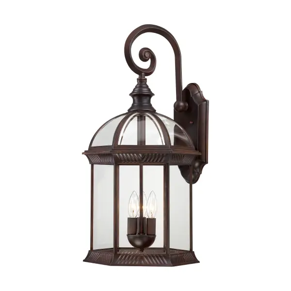 Boxwood 3-Light Outdoor Wall Lantern with Clear Beveled Glass - Image 1