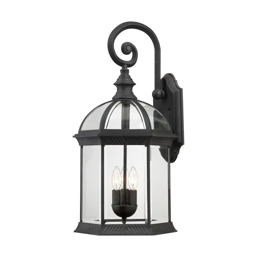 Boxwood 3-Light Outdoor Wall Lantern with Clear Beveled Glass