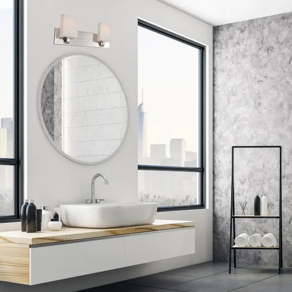Vista 2-Light Vanity Fixture with Etched Opal Glass - Image 2