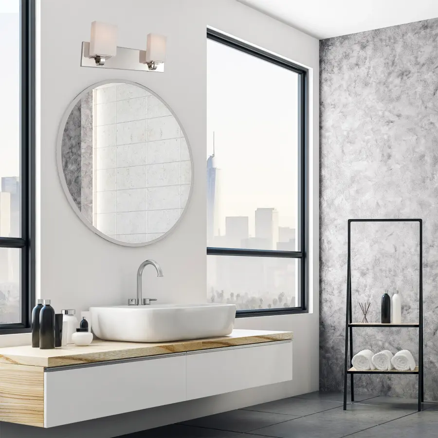 Vista 2-Light Vanity Fixture with Etched Opal Glass - Image 2