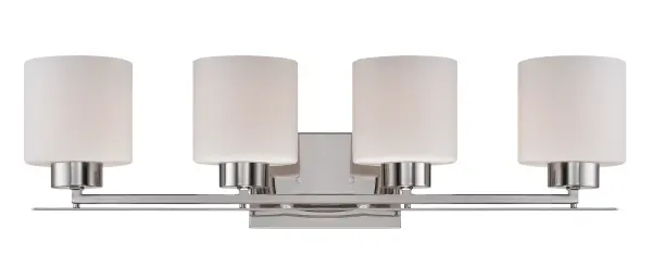 Parallel 4-Light Vanity Fixture with Etched Opal Glass