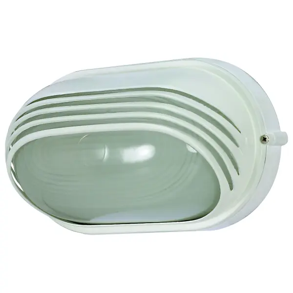 This die-cast bulkhead combines industrial durability with clean contemporary styling. The oval hood design and semi-gloss white finish make it ideal for exterior walls, garages, and commercial spaces requiring reliable illumination.