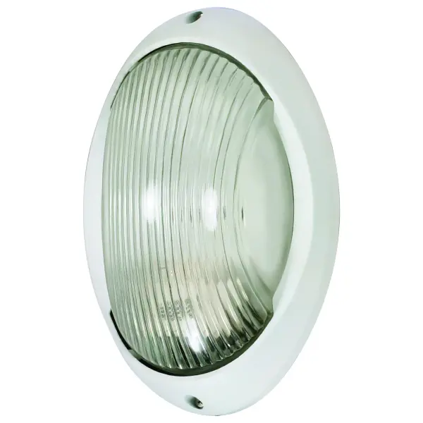 This die-cast bulkhead combines industrial durability with clean contemporary styling. The oval cage design provides excellent light distribution while protecting the bulb in harsh weather conditions.