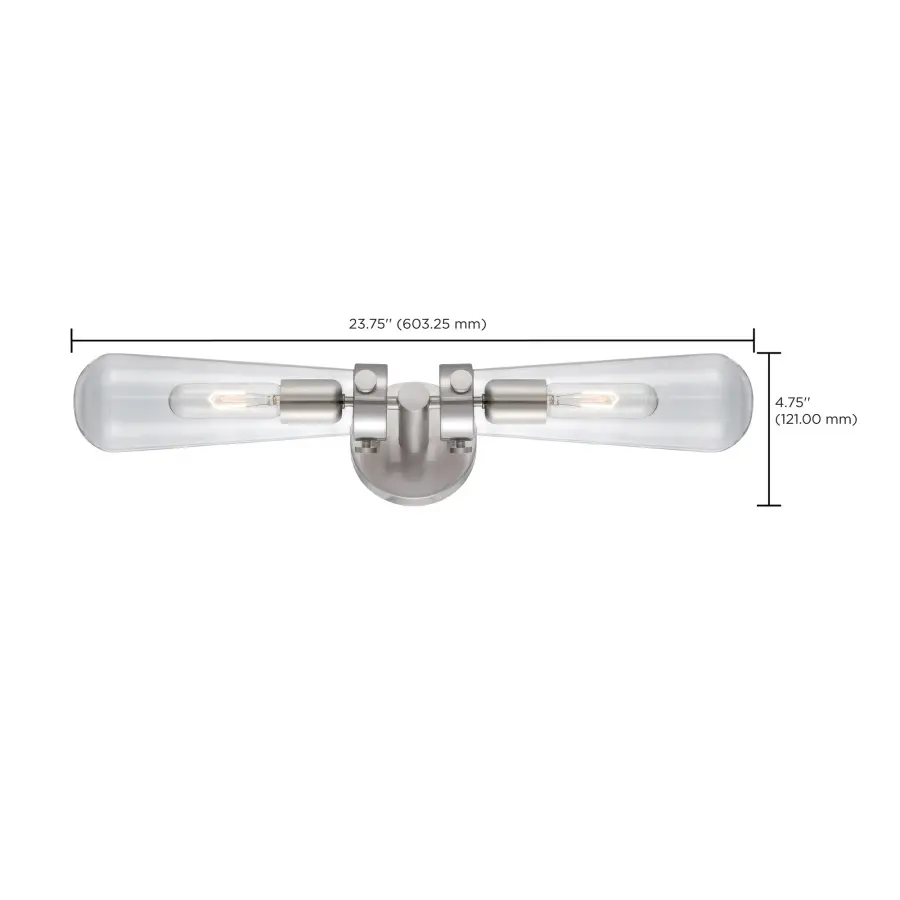 Beaker 2-Light Wall Sconce with Clear Glass - Image 2