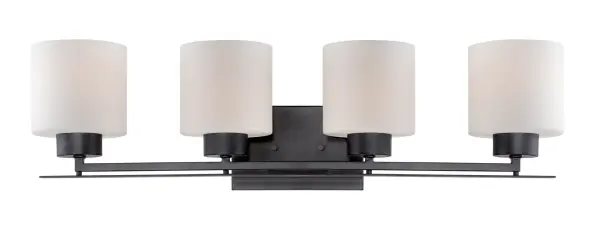Parallel 4-Light Vanity Fixture with Etched Opal Glass