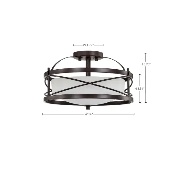 Ginger 2-Light Semi-Flush Mount with Etched Opal Glass - Image 14