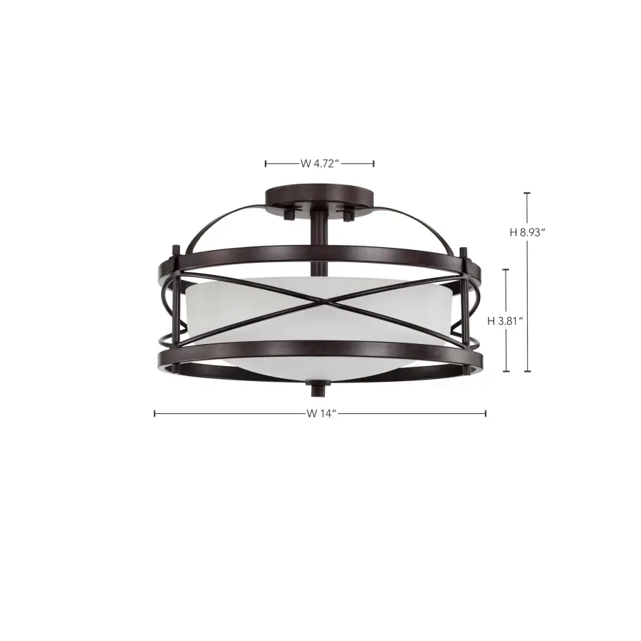 Ginger 2-Light Semi-Flush Mount with Etched Opal Glass - Image 14