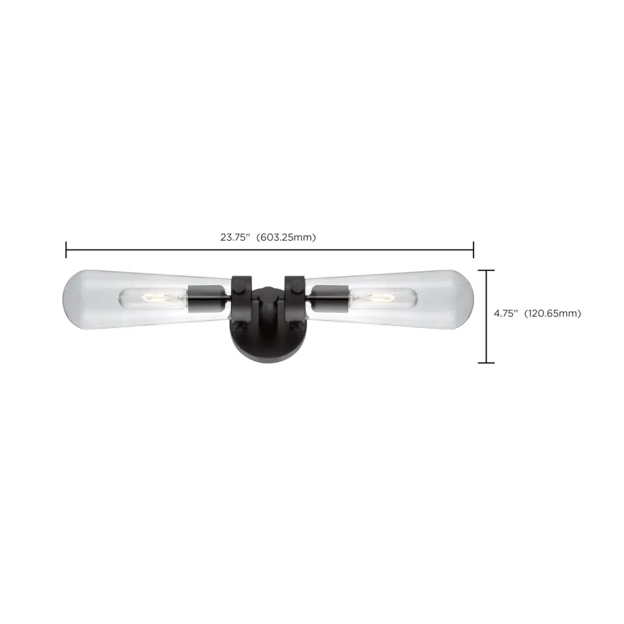 Beaker 2-Light Wall Sconce with Clear Glass - Image 2