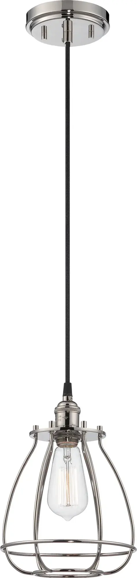 This single-light caged pendant brings industrial character to any space with its nickel finish and vintage-inspired design. Perfect for kitchen islands, dining areas, or entryways where you want focused task lighting with rustic appeal.