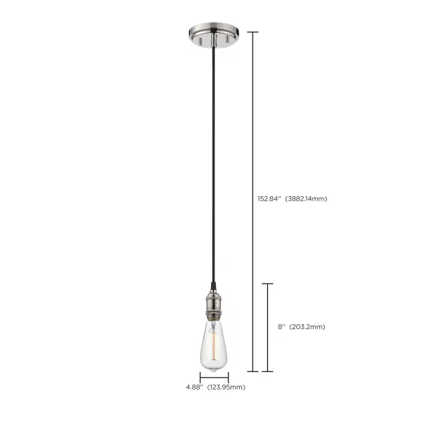The Vintage pendant combines contemporary elegance with classic styling. Its polished nickel finish adds sophistication to any space, while the single-light design provides focused illumination perfect for intimate dining areas and accent lighting. - alternate view