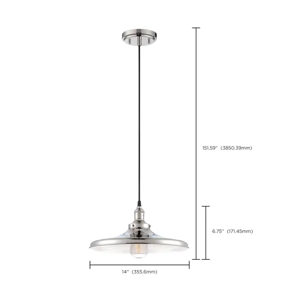 This dignified single-light pendant combines contemporary elegance with versatile styling. The polished nickel finish and matching shade create a refined look suitable for dining areas, kitchens, and entryways. - alternate view
