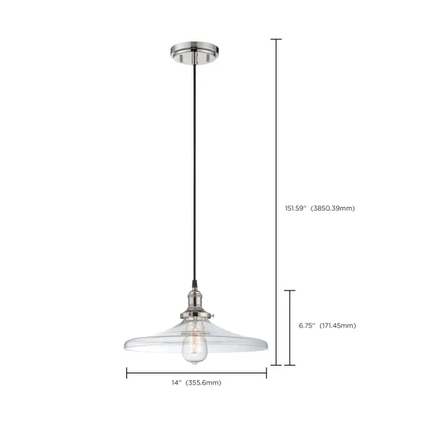 This polished nickel pendant combines vintage charm with contemporary elegance. The clear glass shade provides unobstructed light while the refined finish adds sophistication to any space. - alternate view