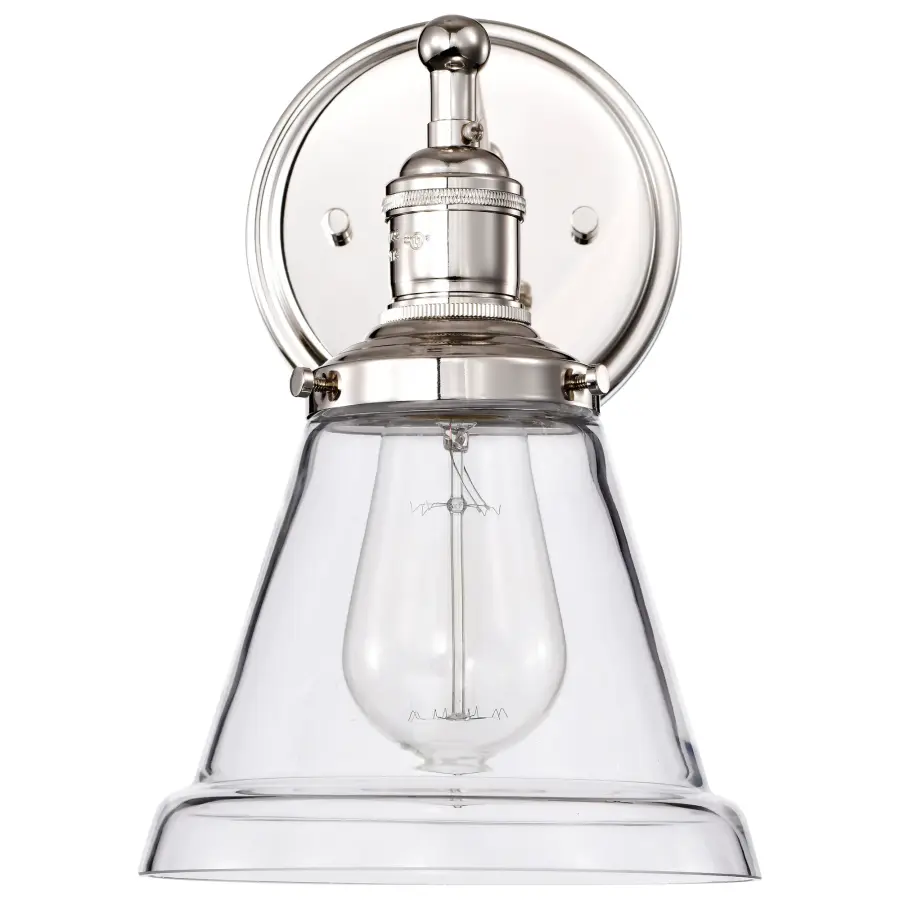 Vintage 1-Light Wall Sconce with Clear Glass - Image 3