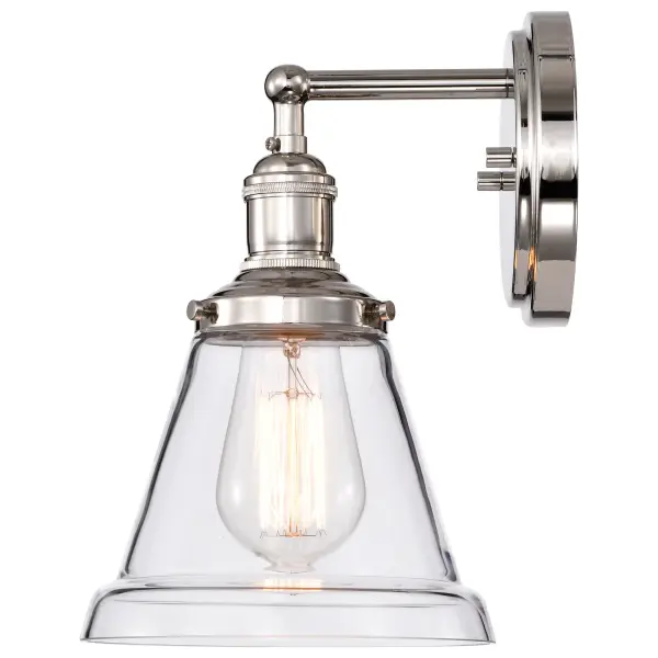 Vintage 1-Light Wall Sconce with Clear Glass - Image 6
