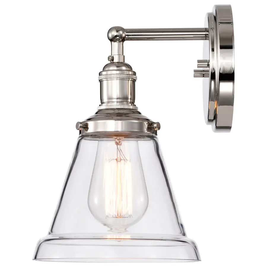 Vintage 1-Light Wall Sconce with Clear Glass - Image 6