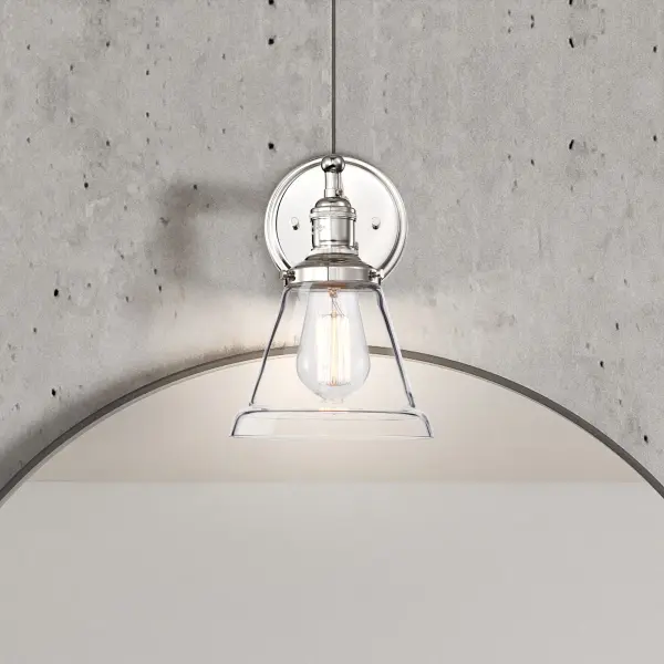 Vintage 1-Light Wall Sconce with Clear Glass - Image 8