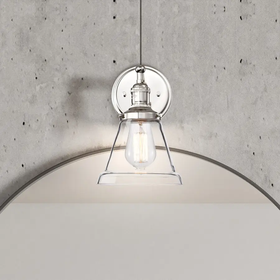 Vintage 1-Light Wall Sconce with Clear Glass - Image 8
