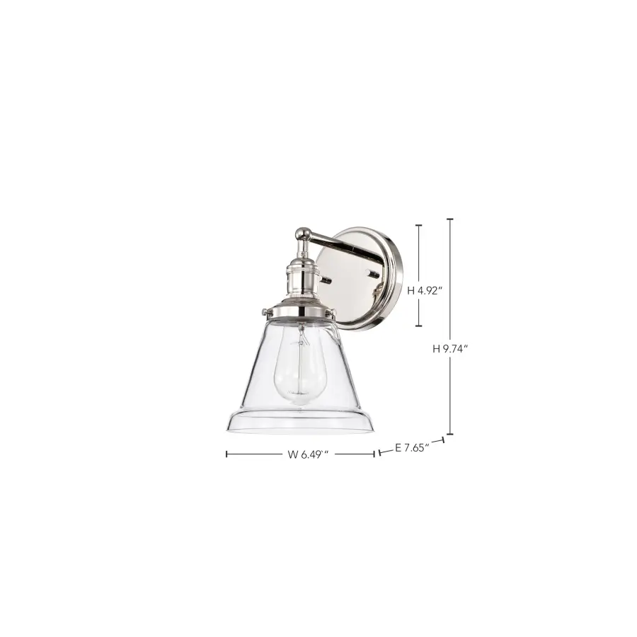 Vintage 1-Light Wall Sconce with Clear Glass - Image 9