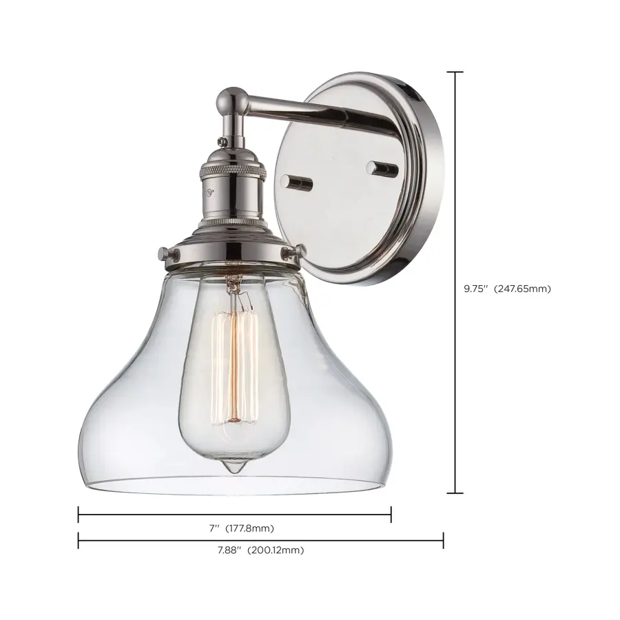 Vintage 1-Light Wall Sconce with Clear Glass - Image 2