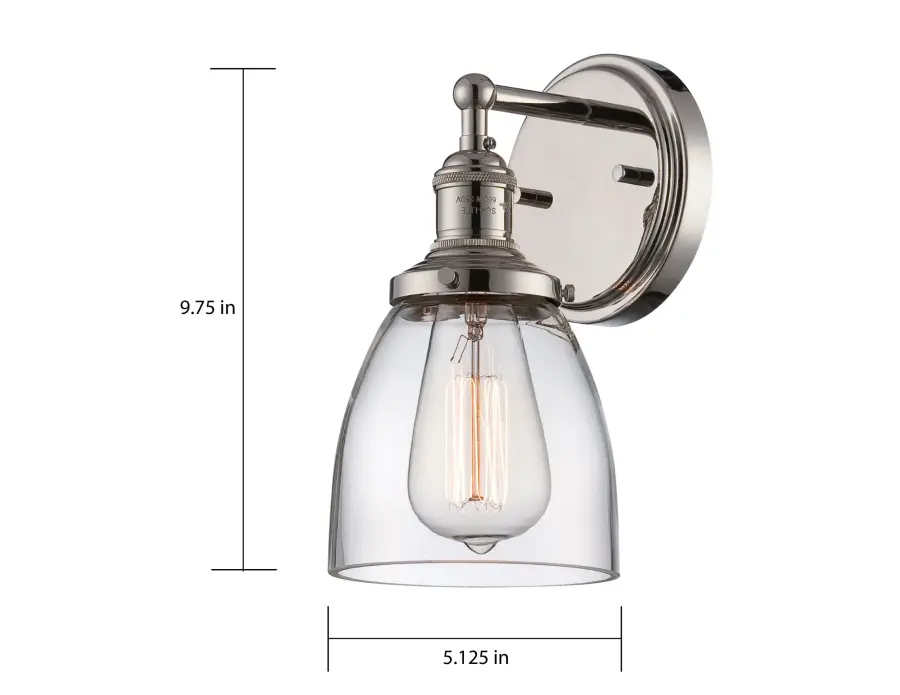 Vintage 1-Light Wall Sconce with Clear Glass - Image 3