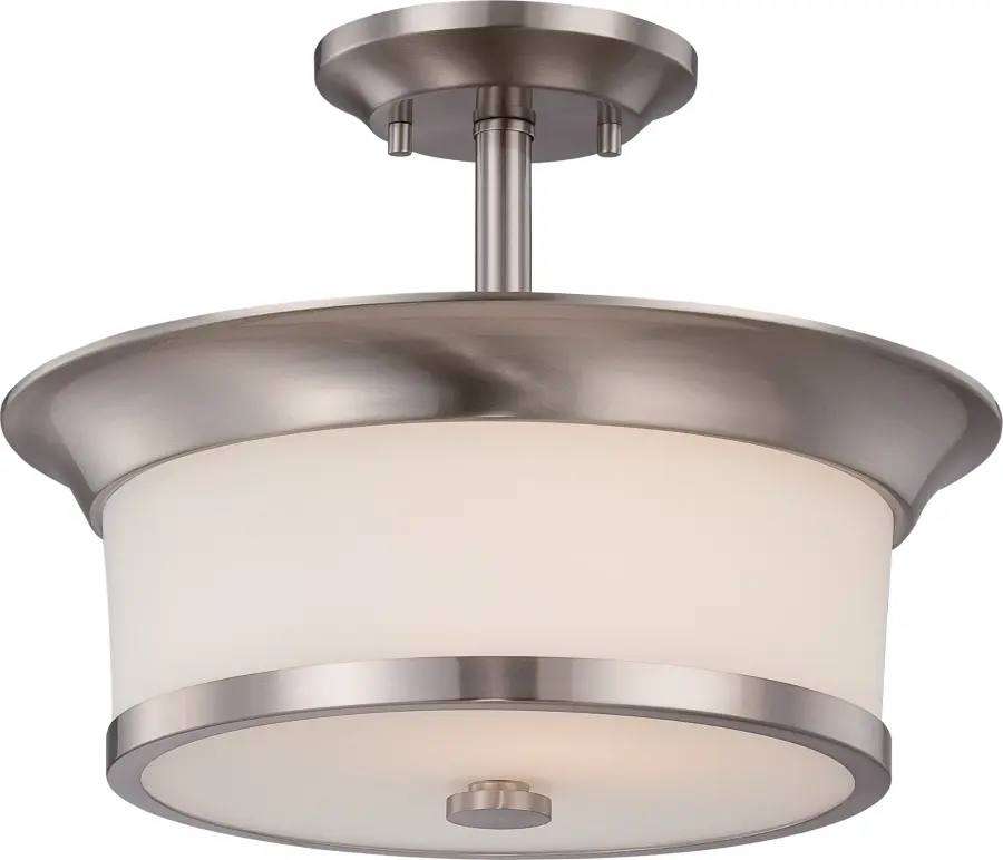 Mobili 2-Light Semi-Flush Mount with Satin White Glass - Image 1