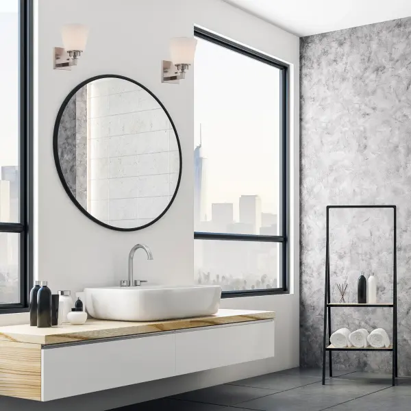 Mobili 1-Light Vanity Fixture with Satin White Glass - Image 2