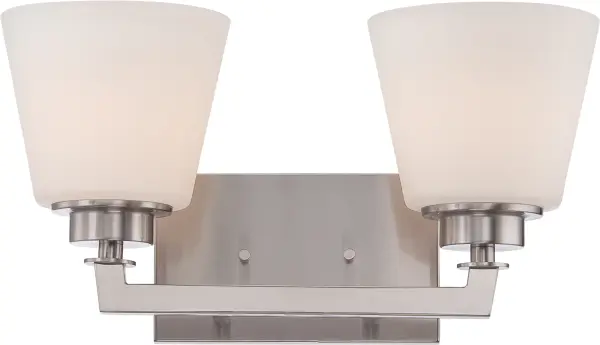 Mobili 2-Light Vanity Fixture with Satin White Glass - Image 1