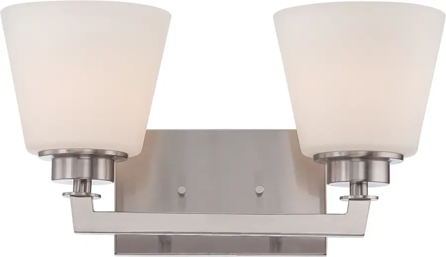 Mobili 2-Light Vanity Fixture with Satin White Glass - Image 1