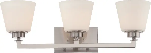 Mobili 3-Light Vanity Fixture with Satin White Glass - Image 1