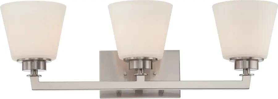 Mobili 3-Light Vanity Fixture with Satin White Glass - Image 1