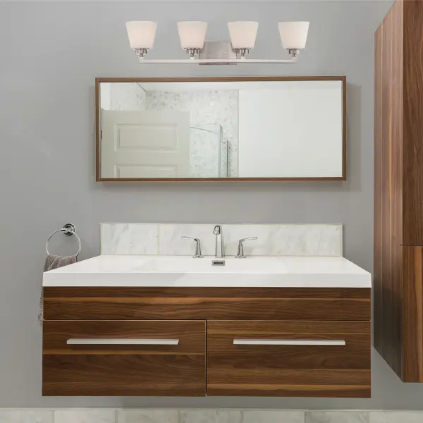 Mobili 4-Light Vanity Fixture with Satin White Glass - Image 2