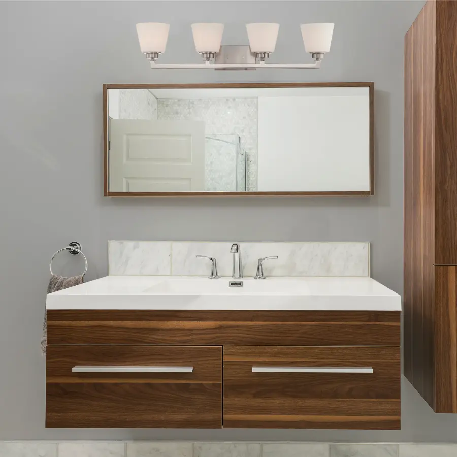 Mobili 4-Light Vanity Fixture with Satin White Glass - Image 2
