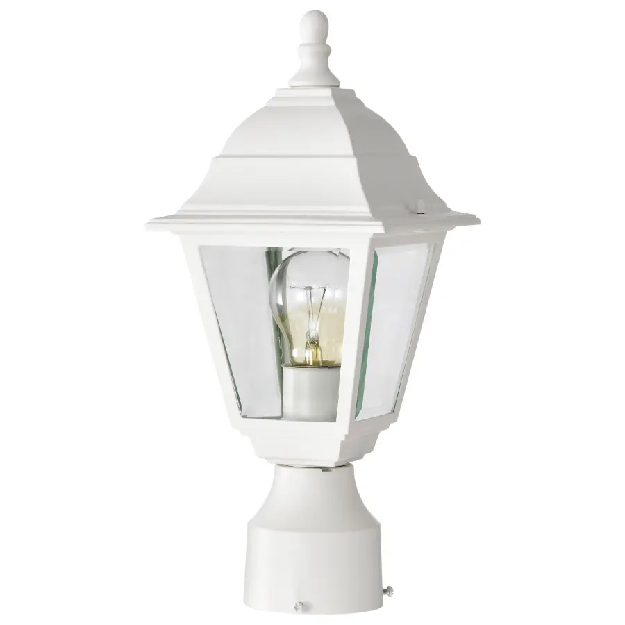 Affordable Traditional Post Lantern with Clean White Finish - Image 3
