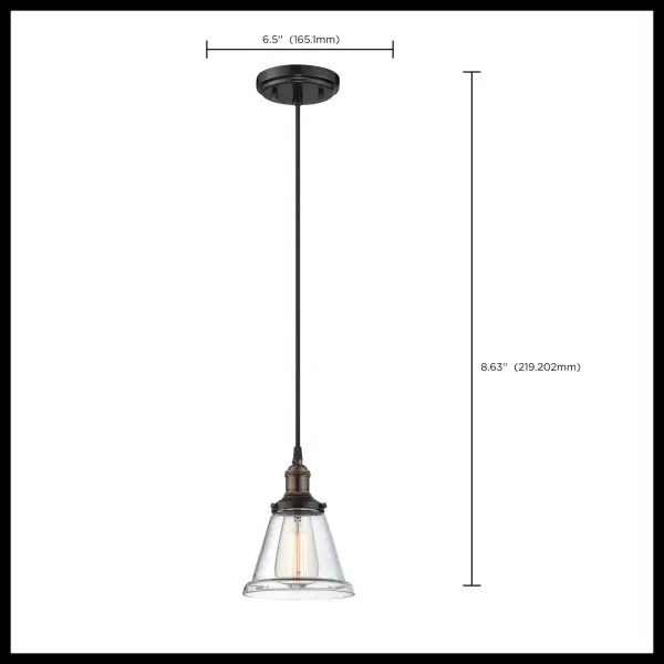 This rustic bronze pendant brings industrial elegance to any space with its clear glass shade and vintage ST19 bulb. Perfect for creating ambient lighting in kitchens, dining areas, and entryways. - alternate view