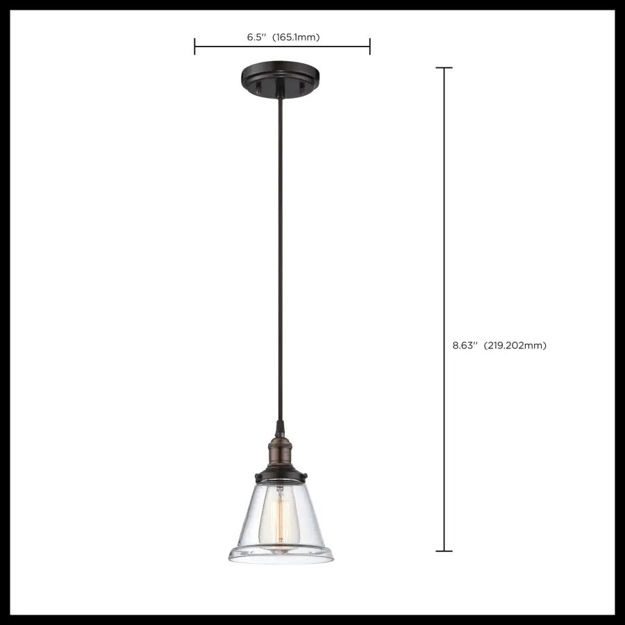 Vintage Clear Glass Pendant Light with Bronze Finish - Image 2