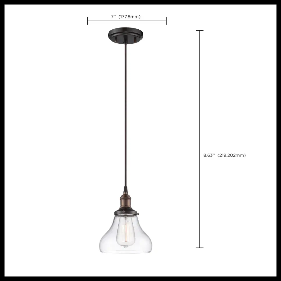 Vintage Clear Glass Pendant Light with Edison Bulb - Image 2