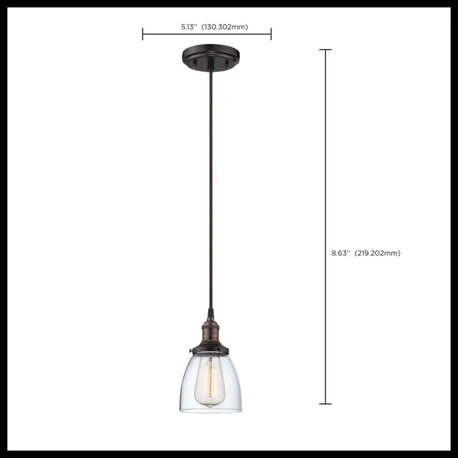 Vintage Clear Glass Pendant Light with Edison Bulb - Image 2