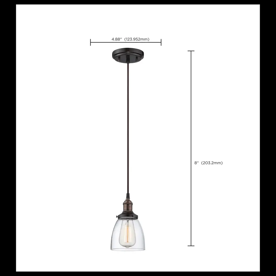 Vintage Single Light Pendant with ST19 Bulb - Image 2