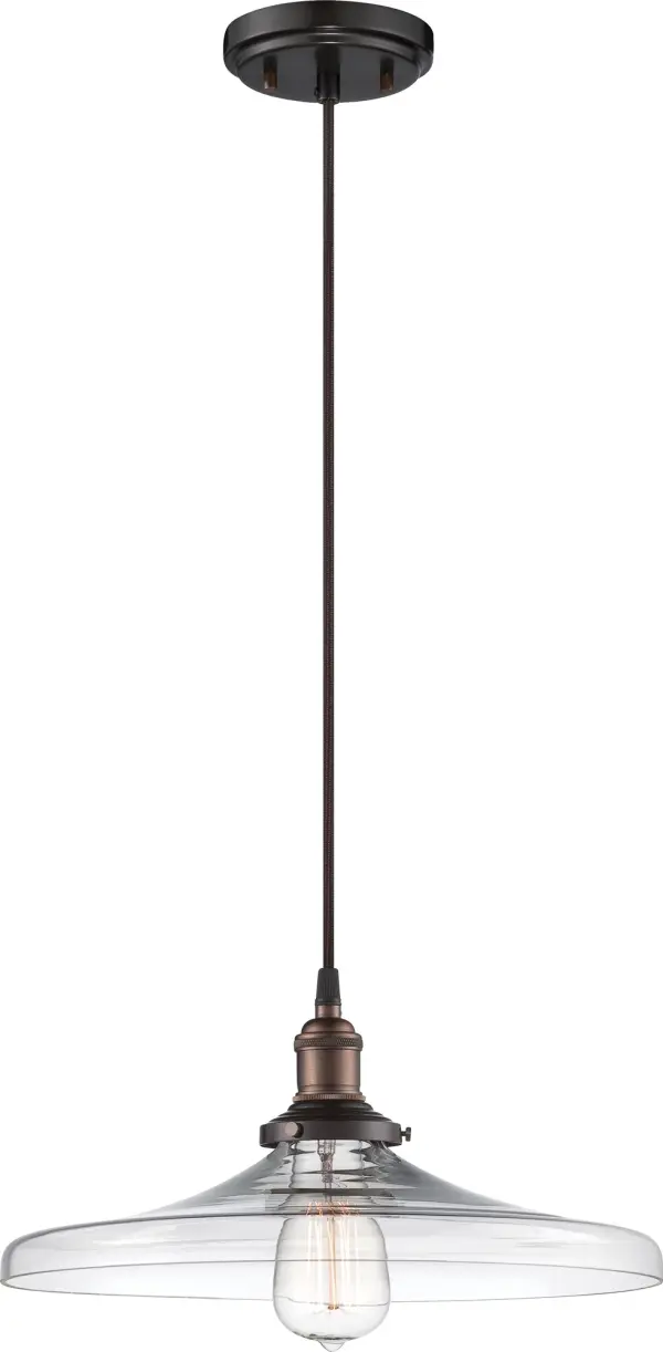 Vintage Clear Glass Pendant Light with Bronze Finish - Image 1